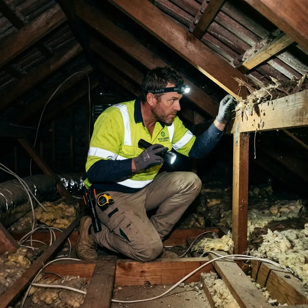 Technician using detection equipment to locate a dead rat inside a Eureka wall cavity