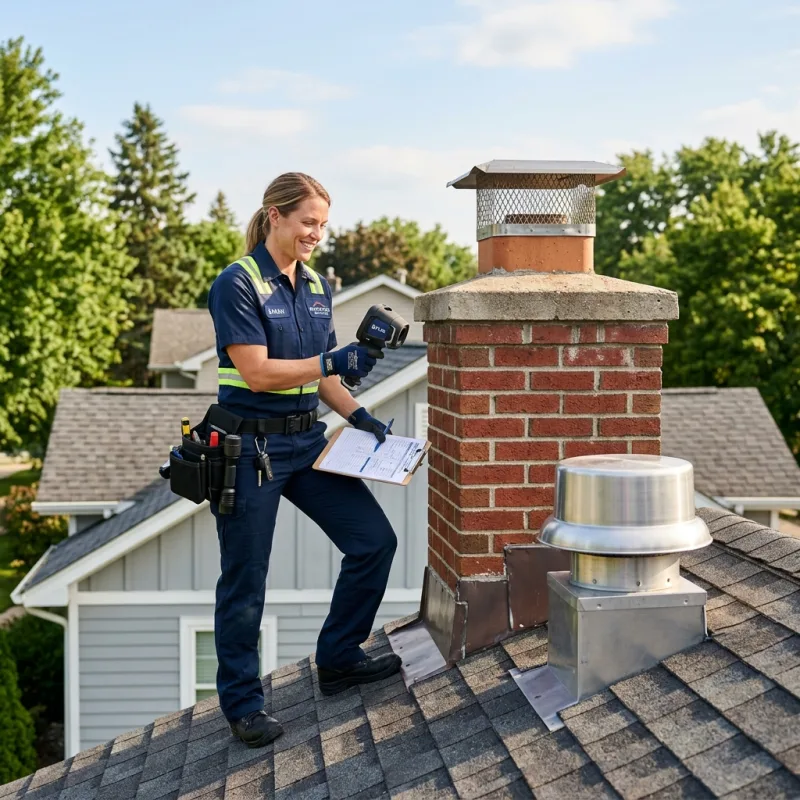 Technician inspecting a Eureka roof cavity and ductwork for a dead bird